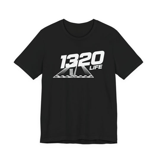 Black t-shirt with '1320 LIFE' logo on a white background