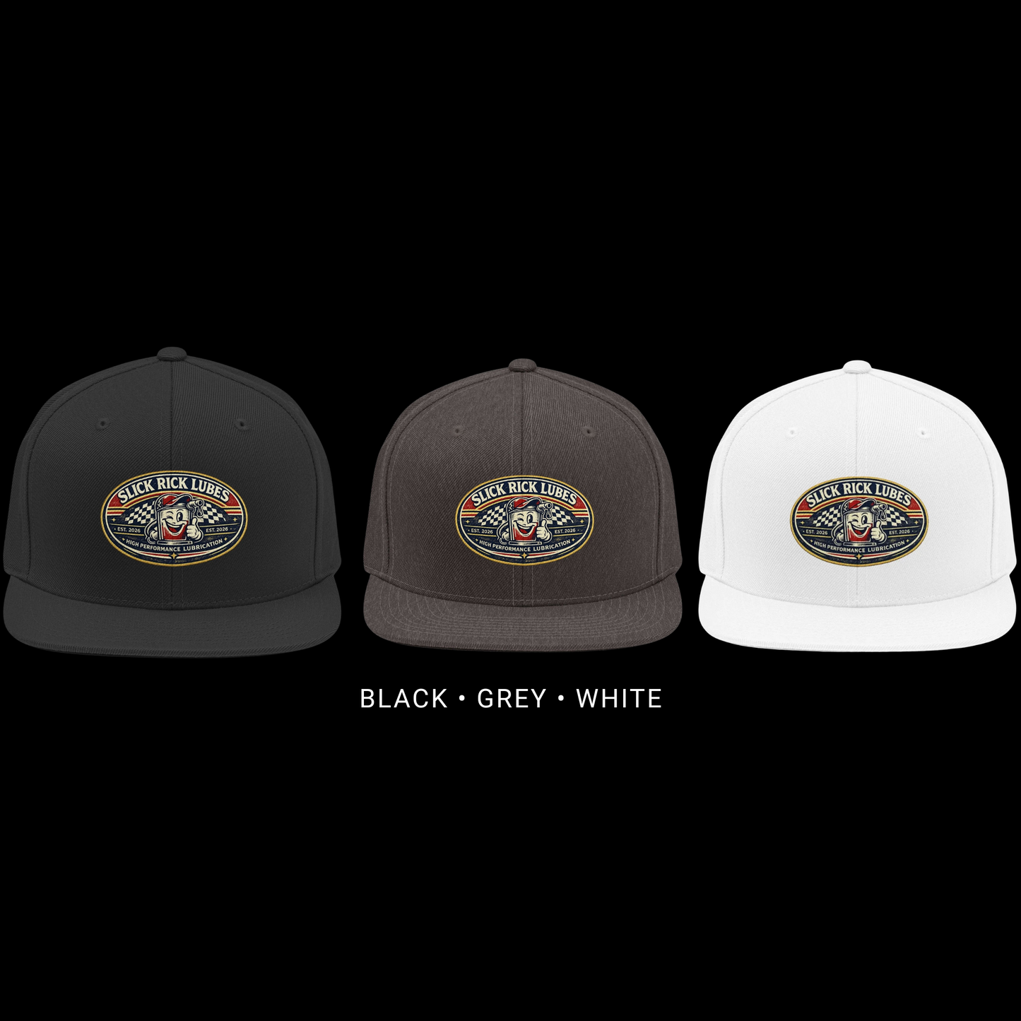Slick Rick Lubes Snapback Hat — Drag Racing Logo Cap