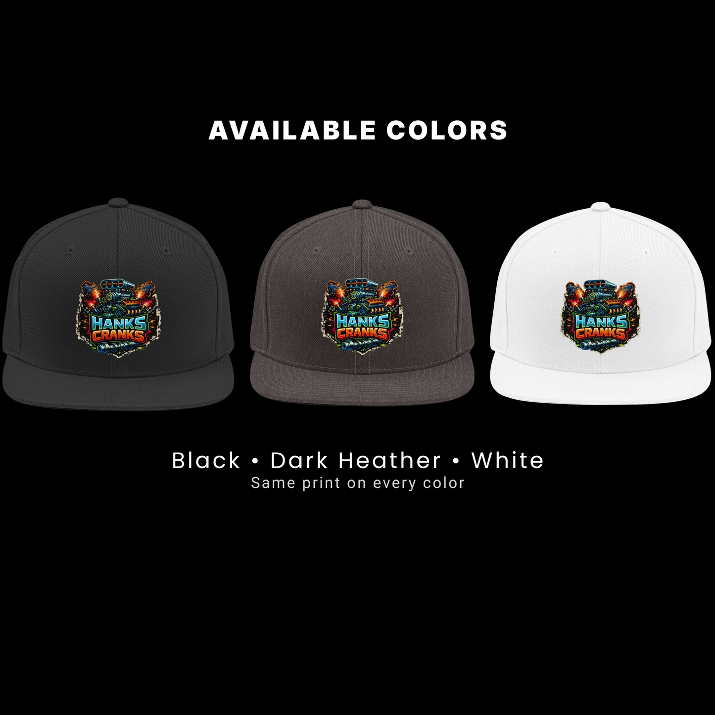 Hanks Cranks Racing Snapback Hat | Drag Racing & Gearhead Cap
