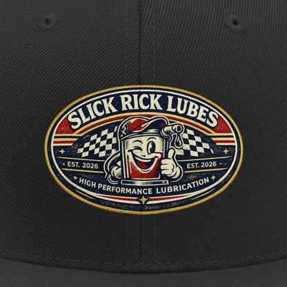 Slick Rick Lubes Snapback Hat — Drag Racing Logo Cap