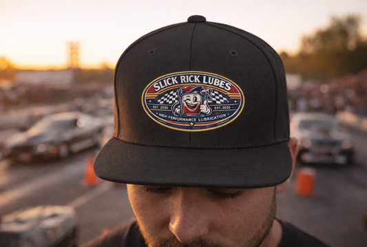 Slick Rick Lubes Snapback Hat — Drag Racing Logo Cap