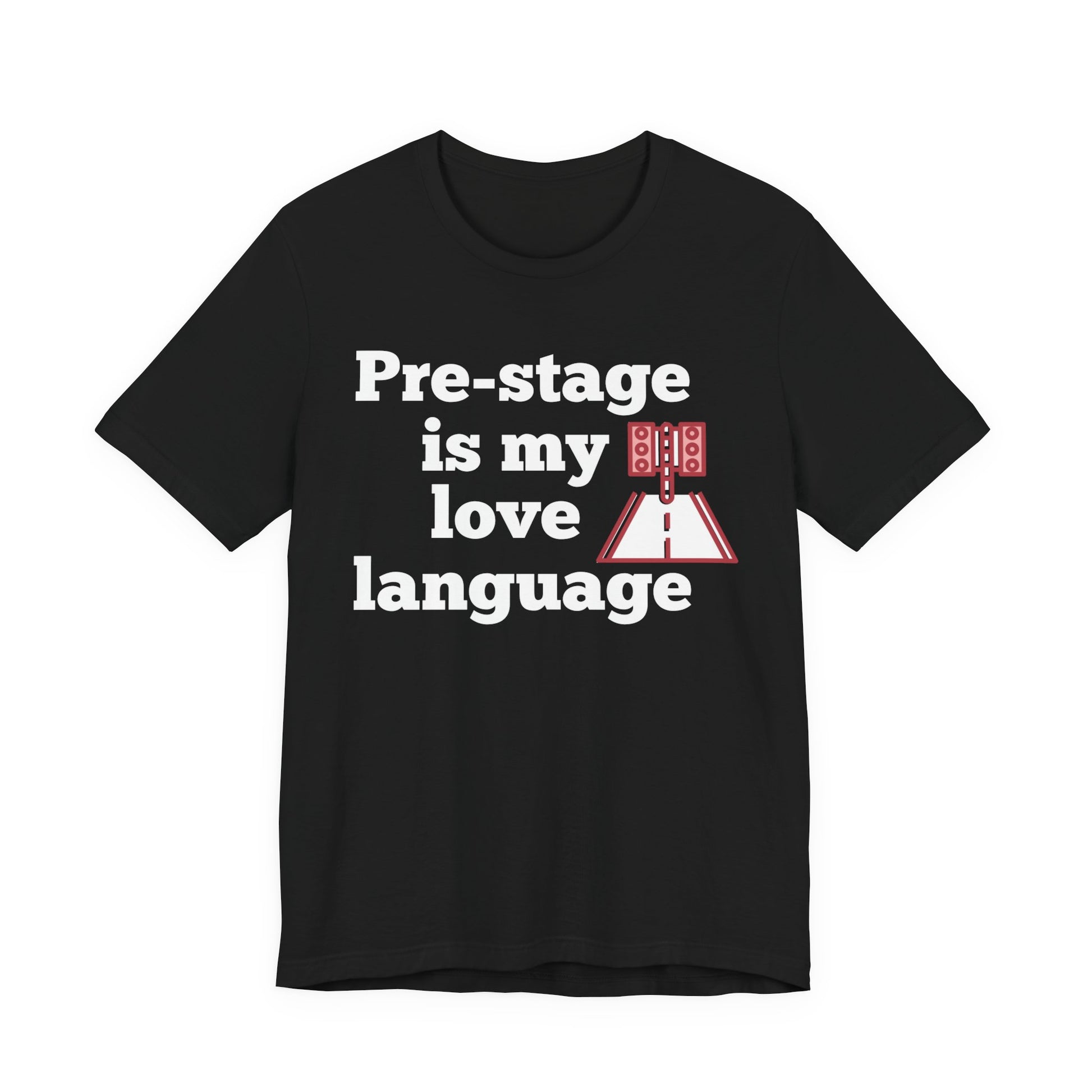 Black t-shirt with white text 'Snooze button is my love language' and red graphic on a white background