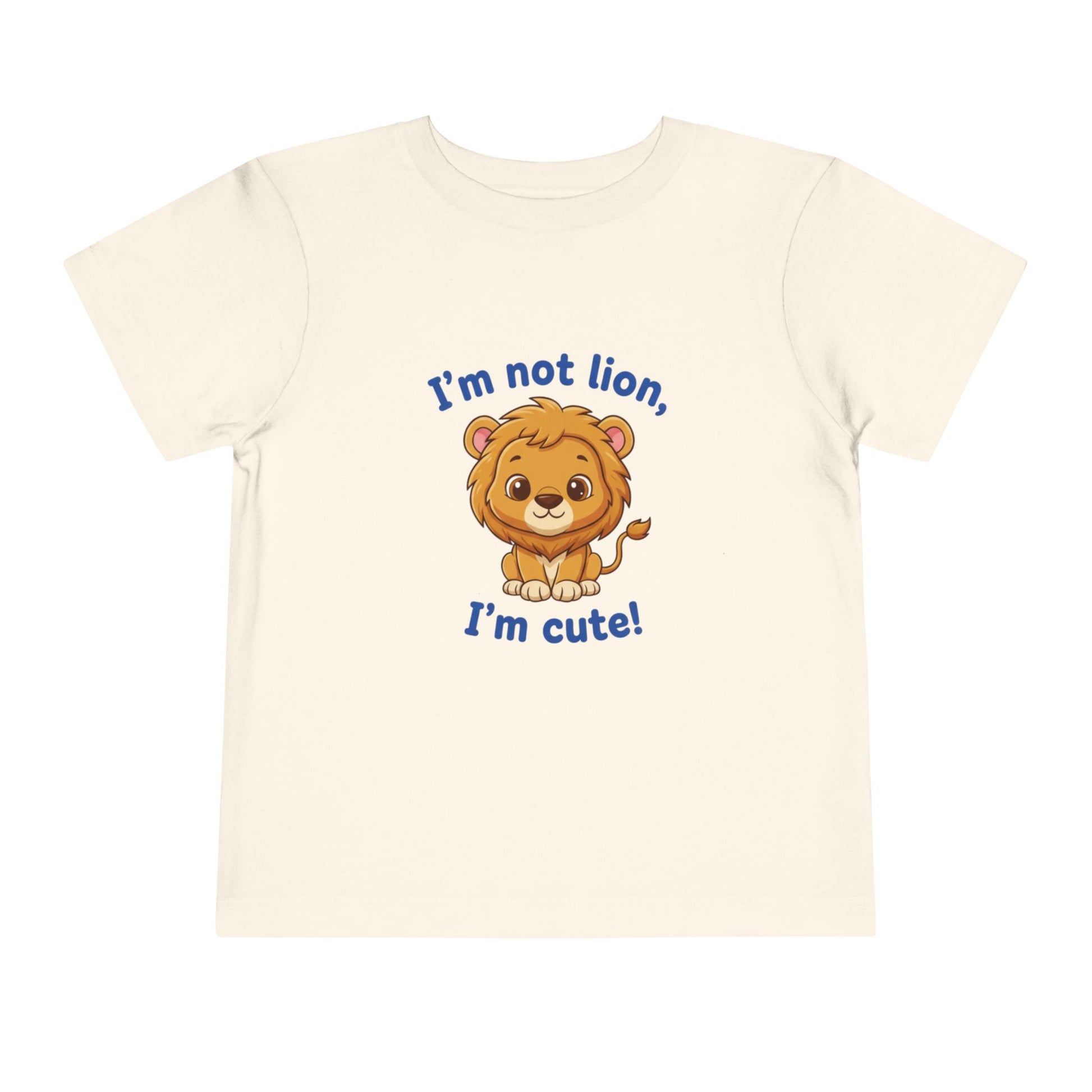  Neutral t-shirt with a lion graphic and text "I'm Not Lion I'm Cute"  Bella+Canvas 3001T on a white background