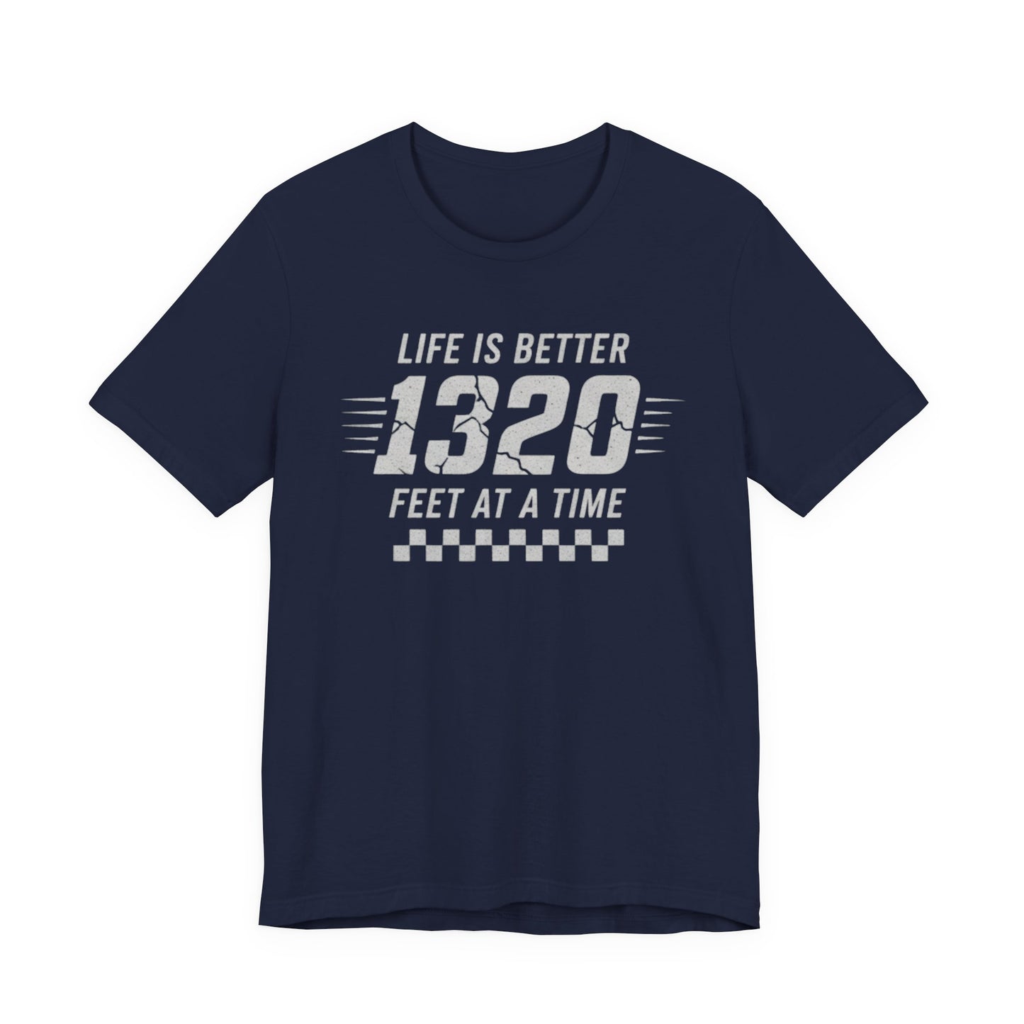 Bella Canvas 3001 navy drag racing shirt 1320 feet quarter mile racer apparel