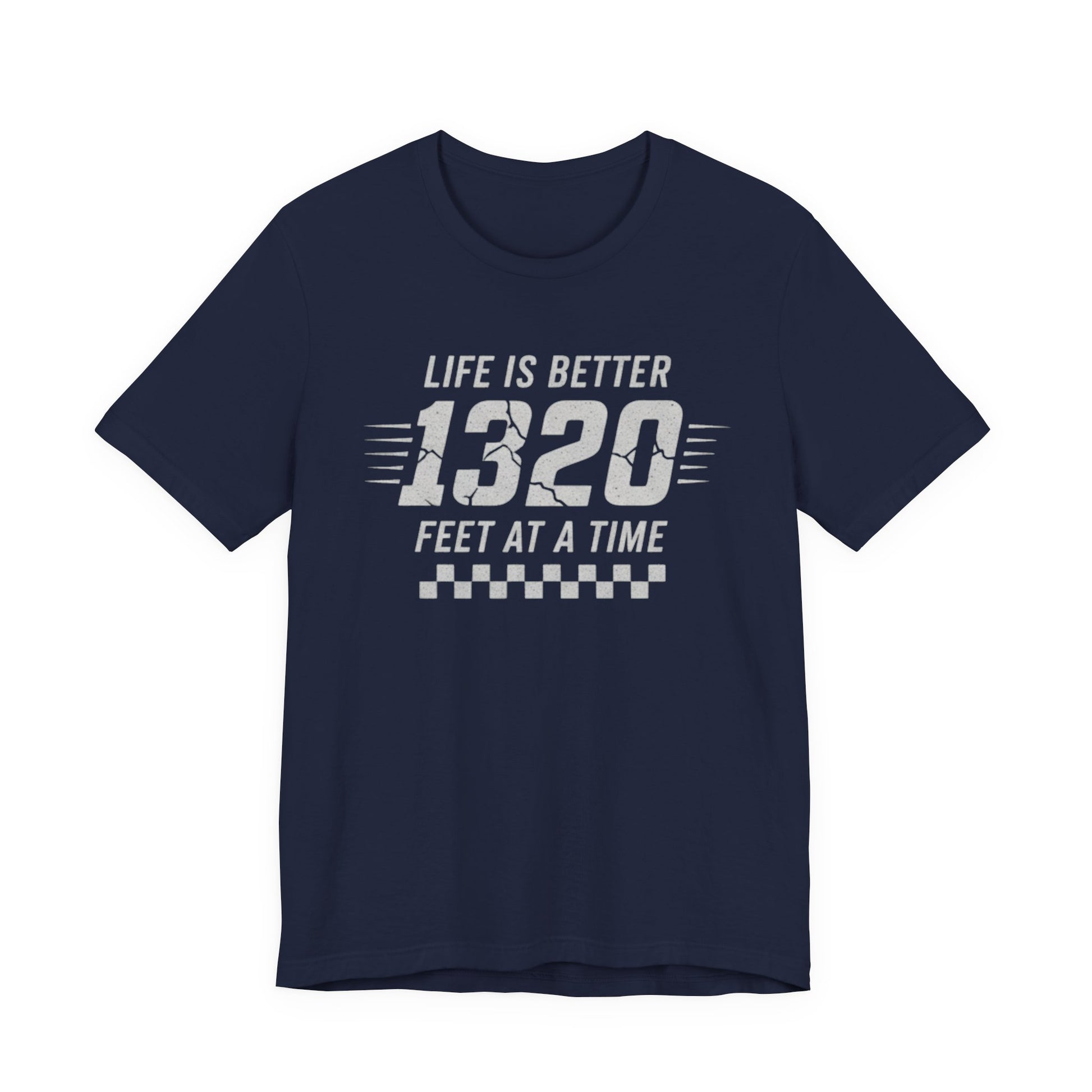 Bella Canvas 3001 navy drag racing shirt 1320 feet quarter mile racer apparel