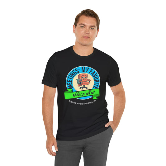 Man wearing a black t-shirt with a colorful graphic design on a white background