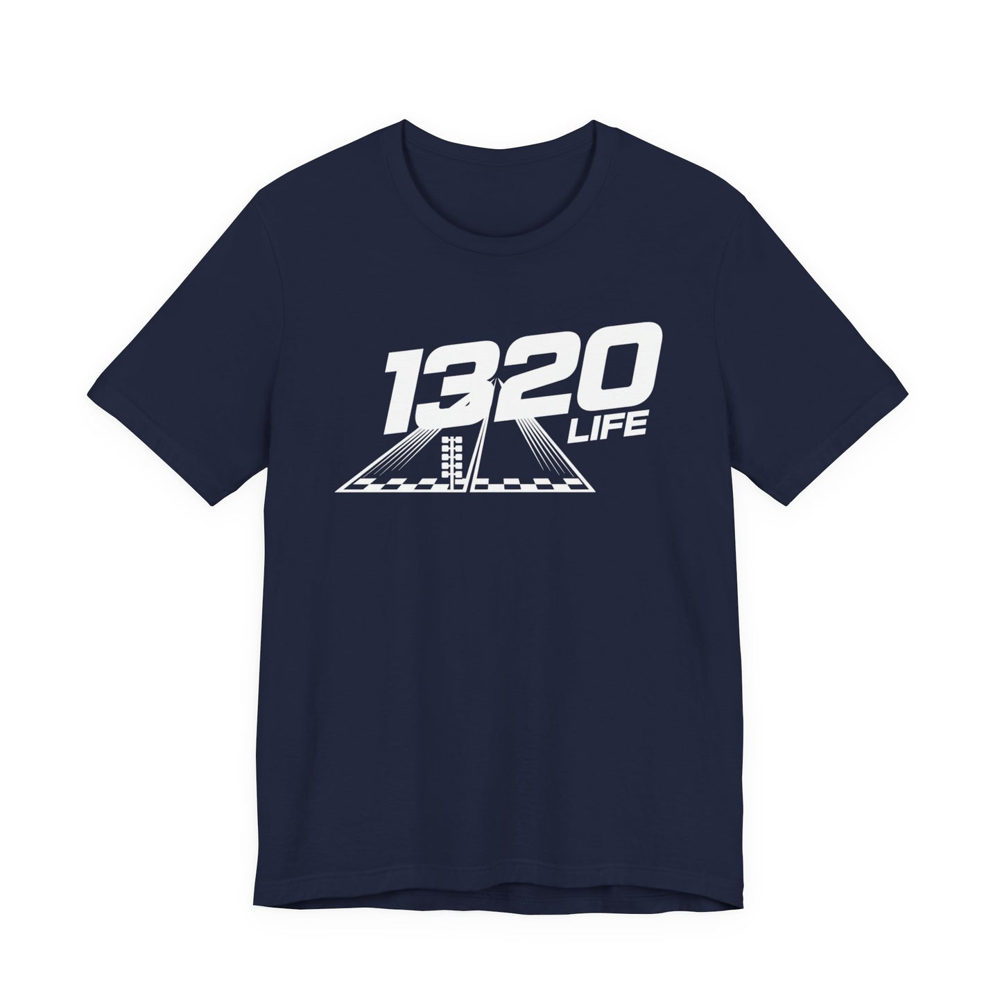 Navy blue t-shirt with '1320 LIFE' logo on a white background