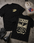 Black t-shirt with '1320' design