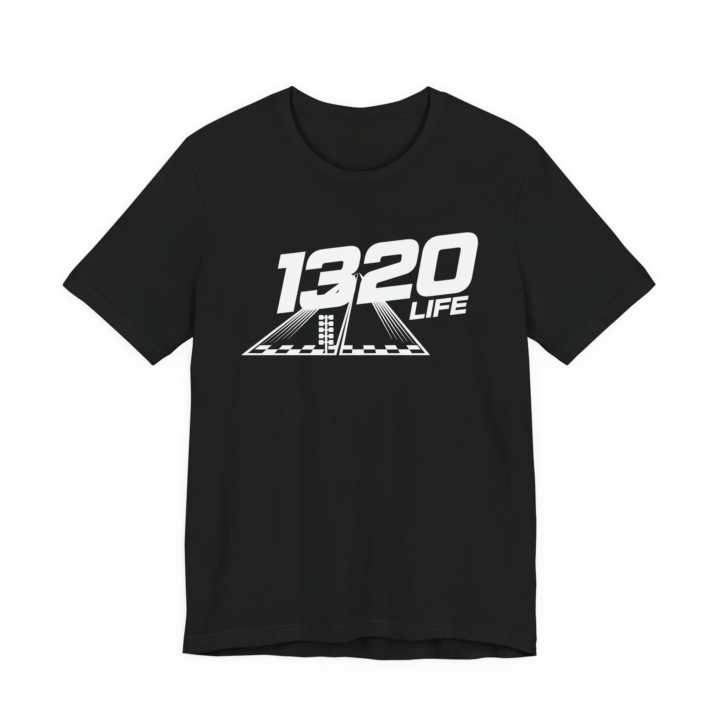Black t-shirt with '1320 LIFE' logo on a white background