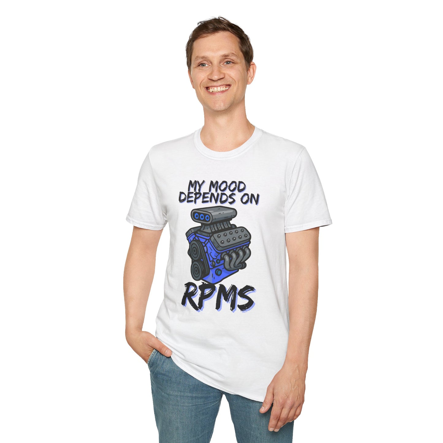 Person wearing a white t-shirt with a graphic and text on a white background