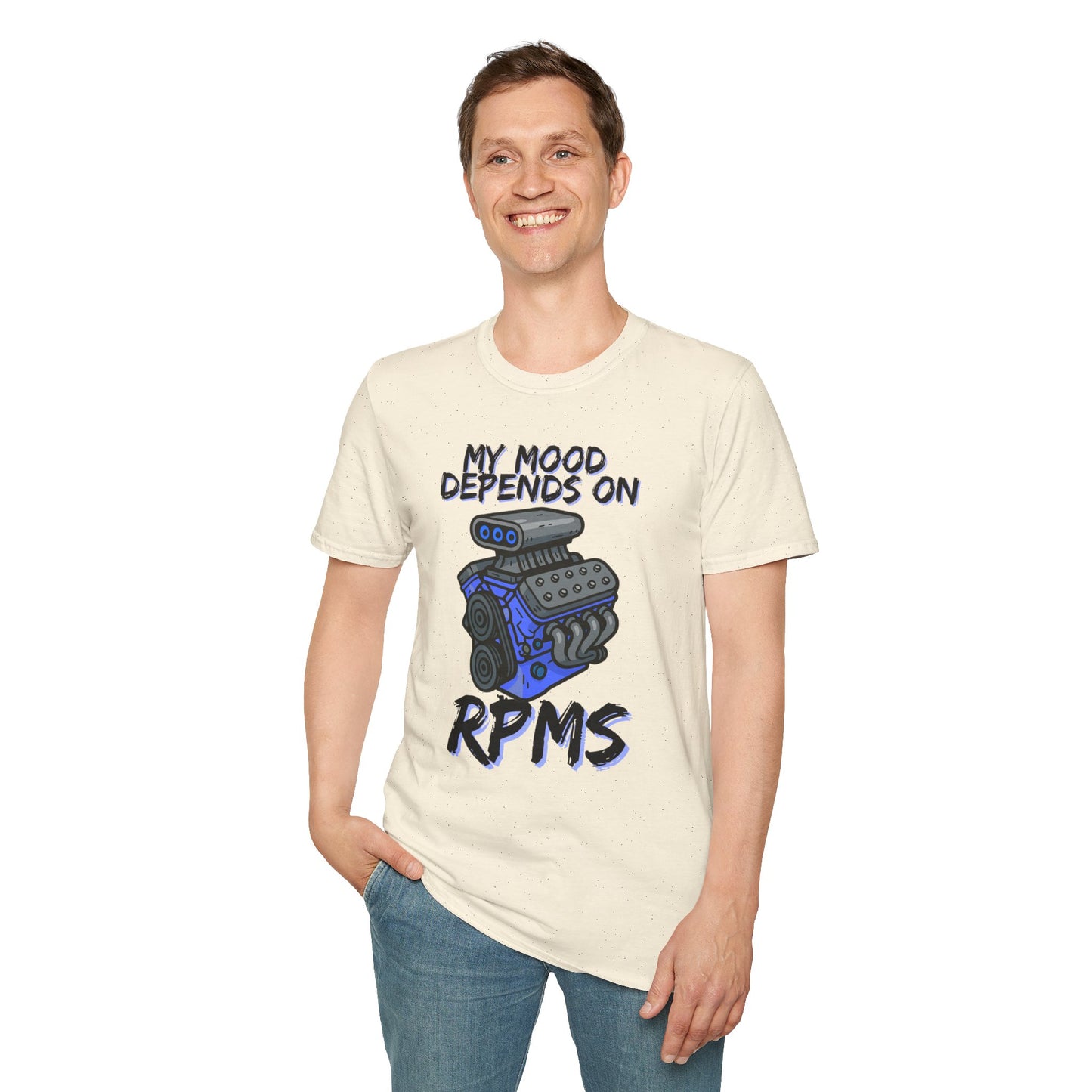 Person wearing a t-shirt with a graphic and text on a white background