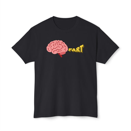 Black t-shirt with a brain graphic and 'FART' text on a white background
