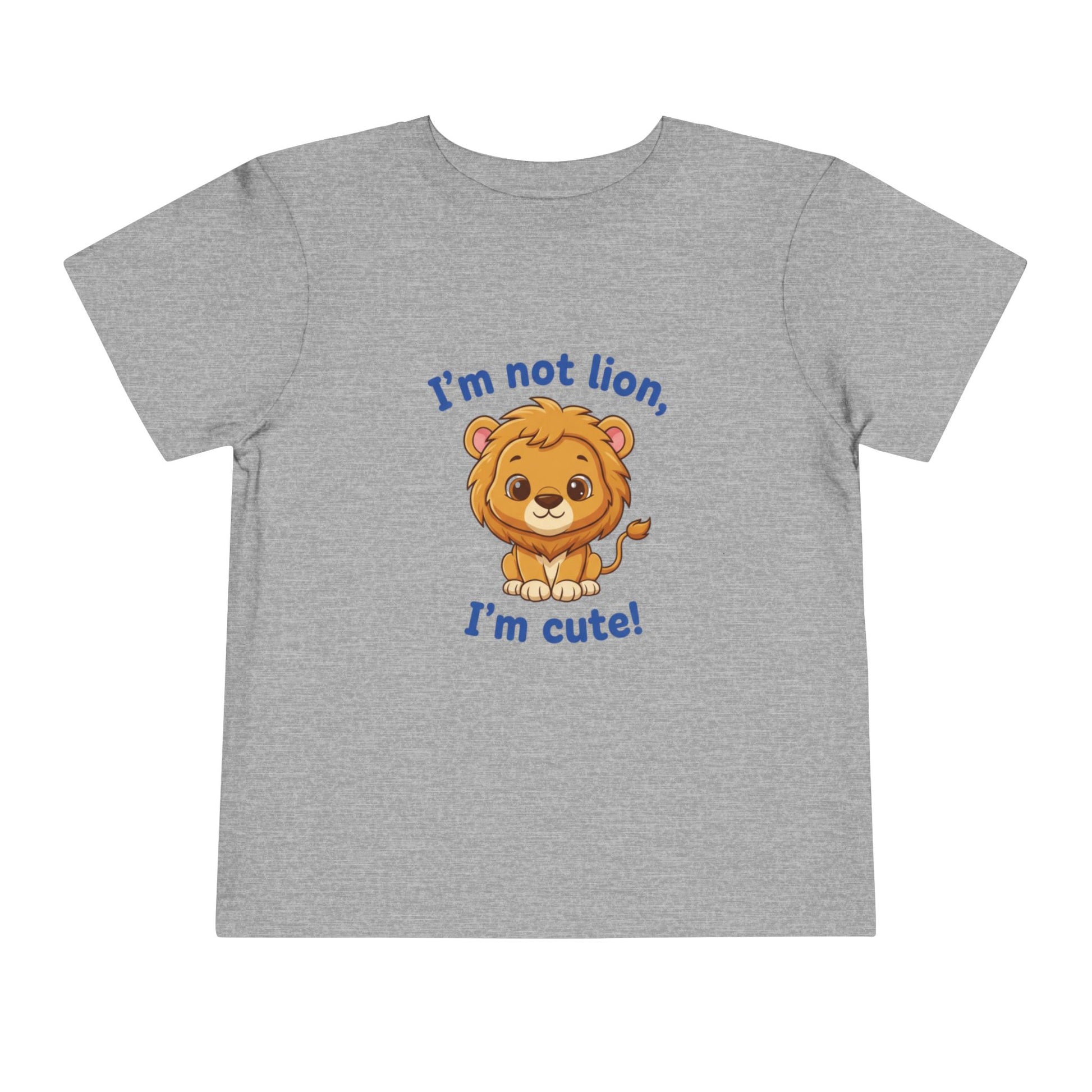 Athletic Heather t-shirt with a lion graphic and text "I'm Not Lion I'm Cute"  Bella+Canvas 3001T on a white background