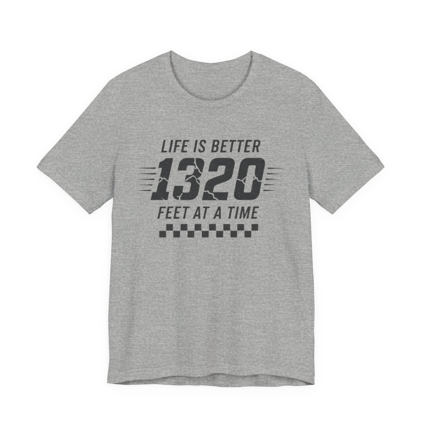 Drag racing graphic tee Bella Canvas 3001 athletic heather 1320 feet design