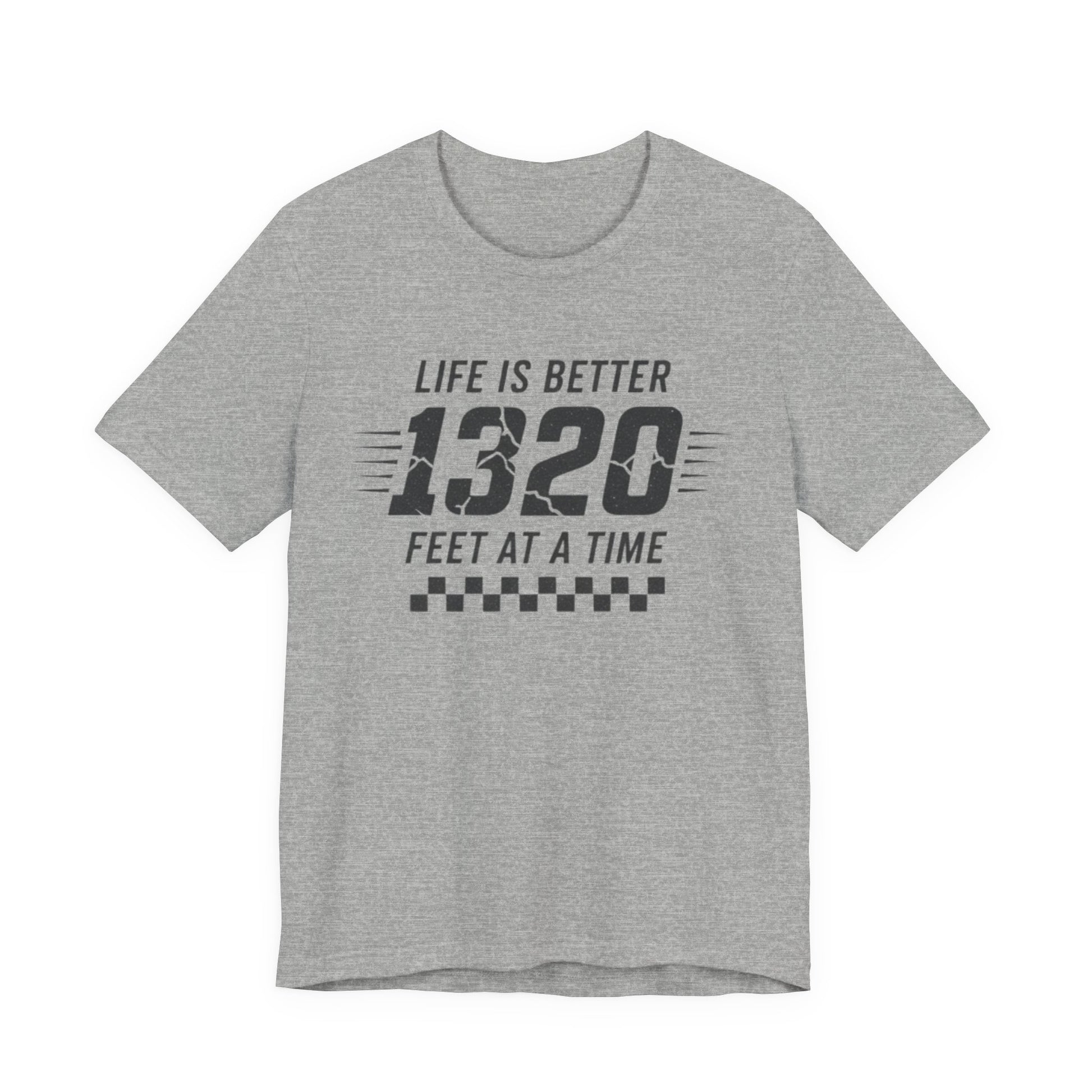 Drag racing graphic tee Bella Canvas 3001 athletic heather 1320 feet design