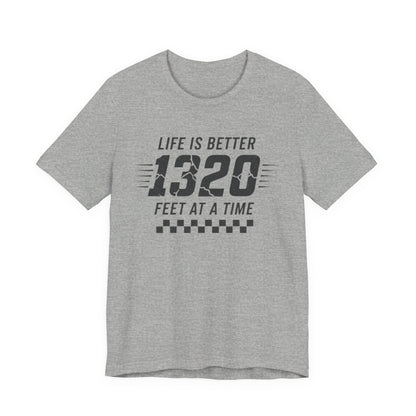 Drag racing graphic tee Bella Canvas 3001 athletic heather 1320 feet design