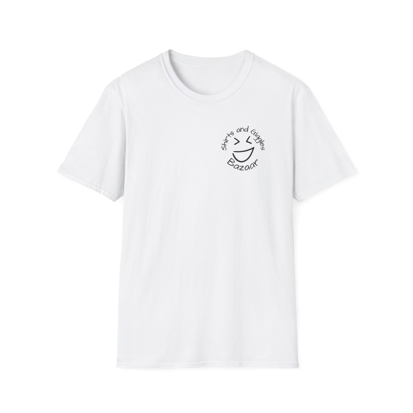 Shirts & Giggles Bazaar Logo T-Shirt – Minimal Front, Bold Back Print with Website