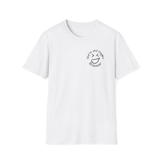 Shirts & Giggles Bazaar Logo T-Shirt – Minimal Front, Bold Back Print with Website