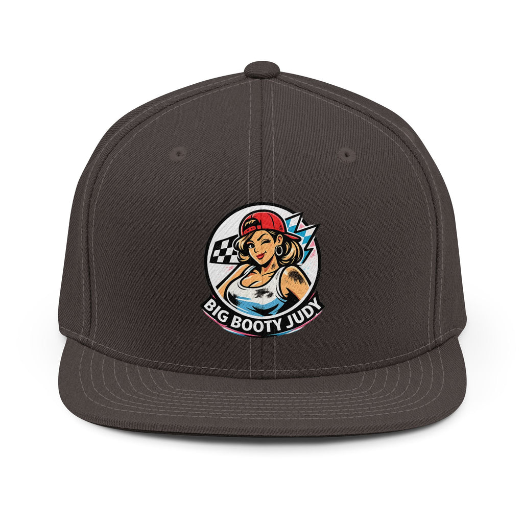 Black cap with 'Big Booty Judy' logo on a white background