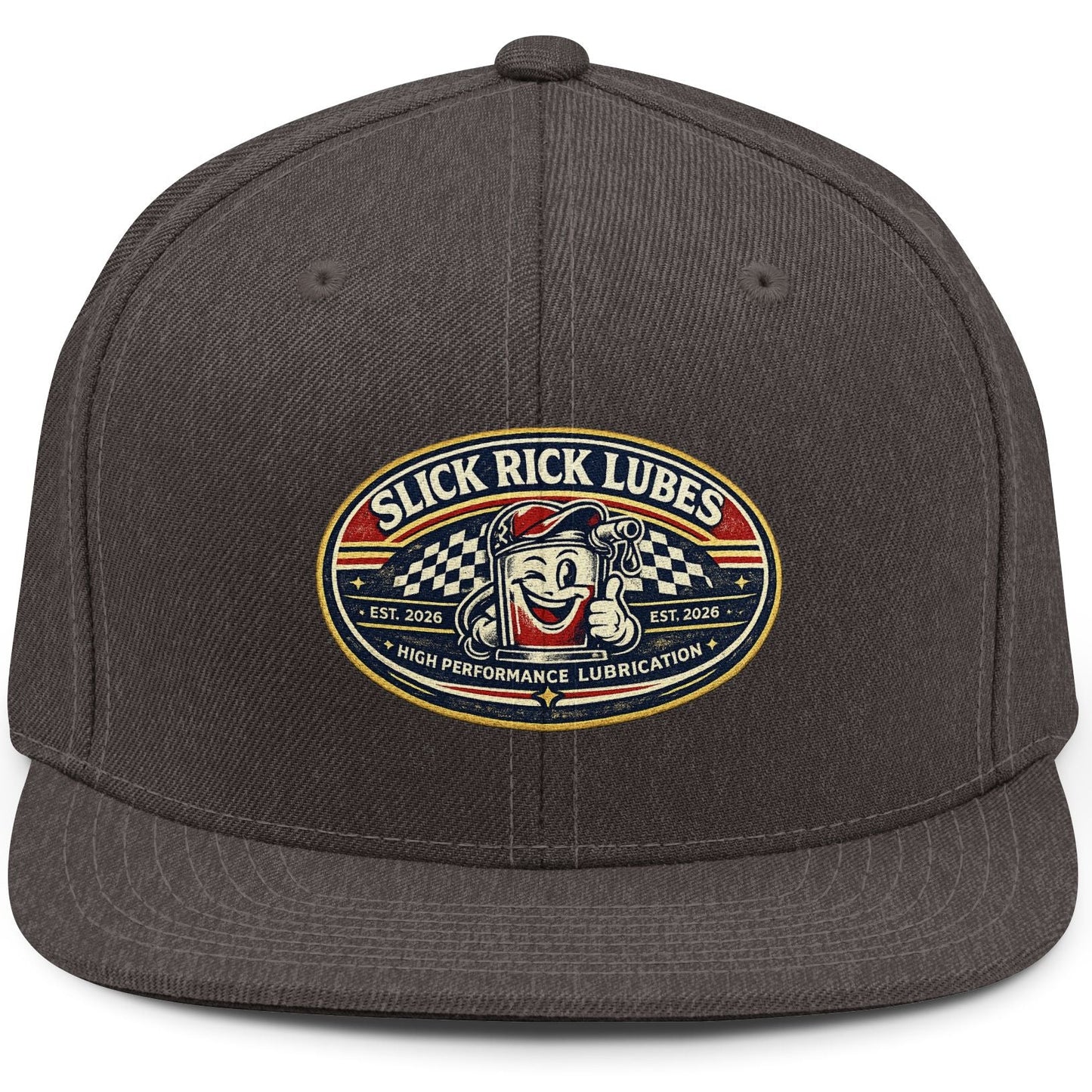 Grey Slick Rick Lubes logo snapback hat