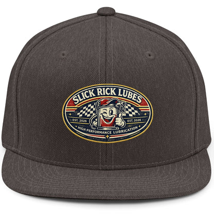 Grey Slick Rick Lubes logo snapback hat